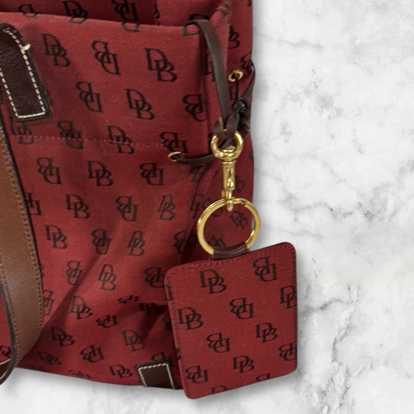 Dooney & Bourke Red Monogram Canvas Tote Bag - Picture 9 of 14
